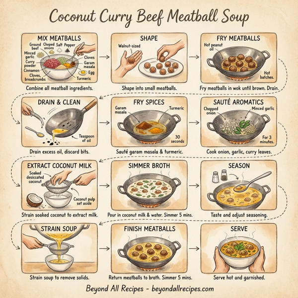Coconut Curry Beef Meatball Soup instructions