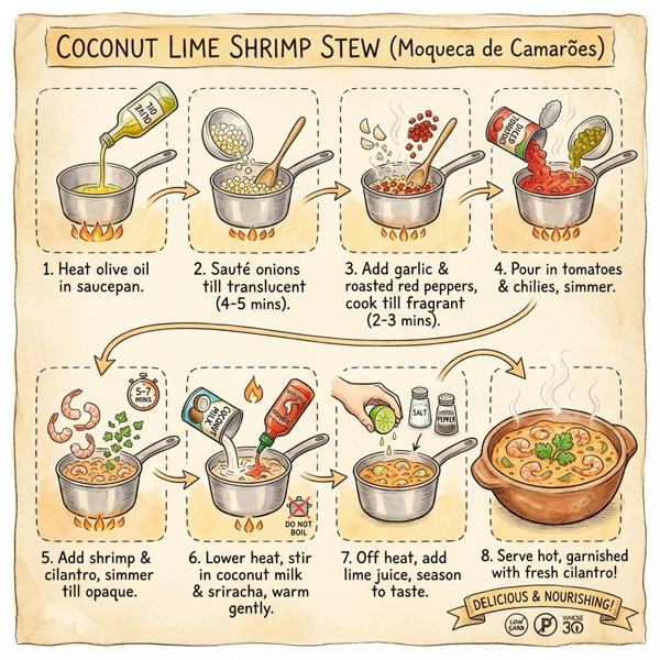 Coconut Lime Shrimp Stew (Moqueca de Camarões) instructions