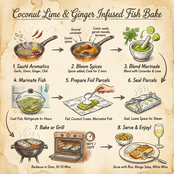 Coconut Lime & Ginger Infused Fish Bake instructions