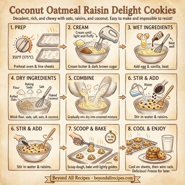 Coconut Oatmeal Raisin Delight Cookies instructions