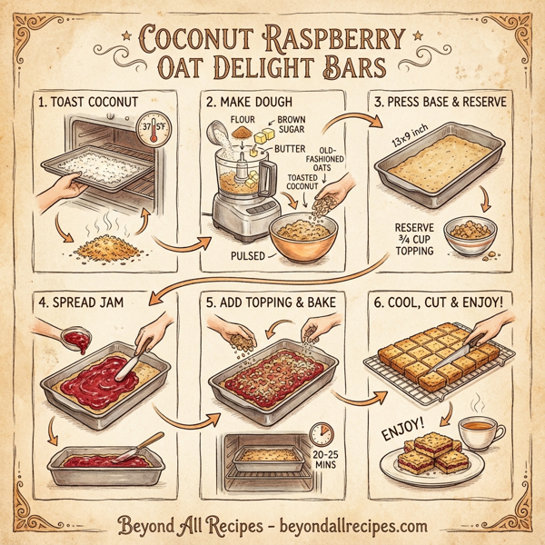 Coconut Raspberry Oat Delight Bars instructions