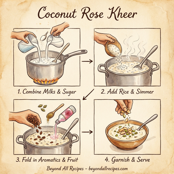Coconut Rose Kheer instructions