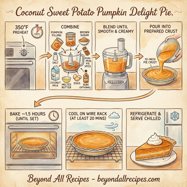 Coconut Sweet Potato Pumpkin Delight Pie instructions