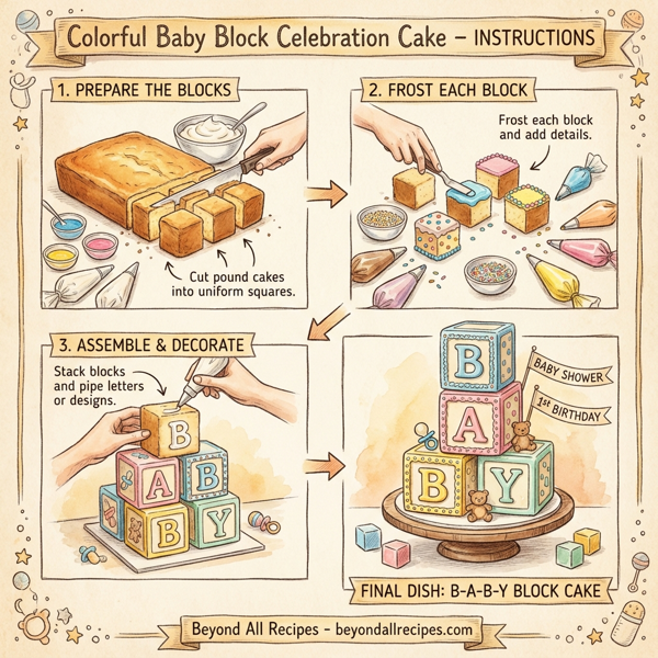 Colorful Baby Block Celebration Cake instructions