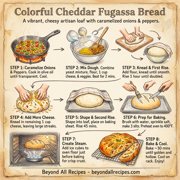 Colorful Cheddar Fugassa Bread instructions
