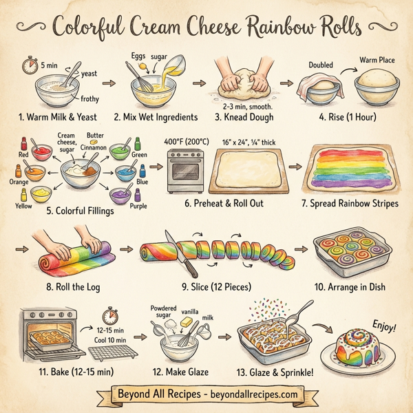 Colorful Cream Cheese Rainbow Rolls instructions