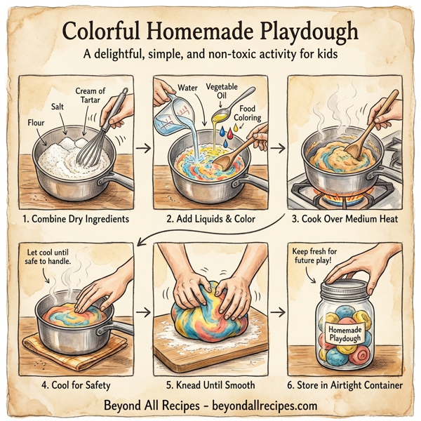 Colorful Homemade Playdough instructions