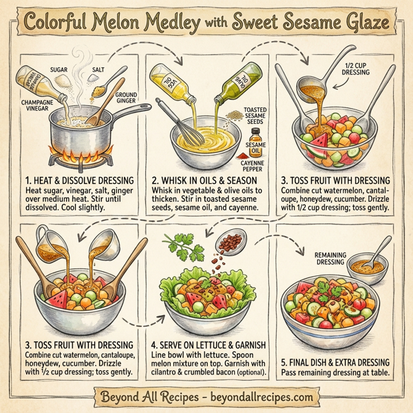 Colorful Melon Medley with Sweet Sesame Glaze instructions