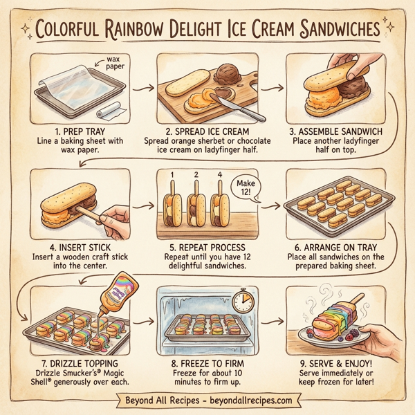 Colorful Rainbow Delight Ice Cream Sandwiches instructions