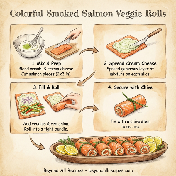 Colorful Smoked Salmon Veggie Rolls instructions