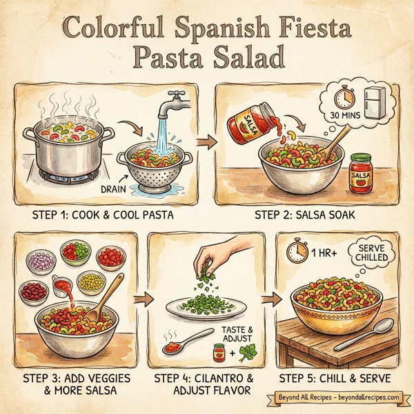 Colorful Spanish Fiesta Pasta Salad instructions