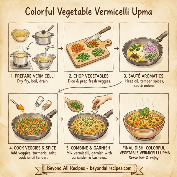 Colorful Vegetable Vermicelli Upma instructions