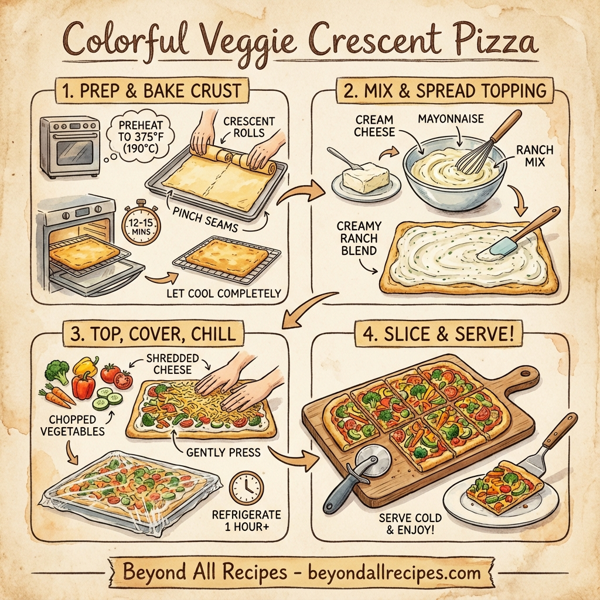 Colorful Veggie Crescent Pizza instructions