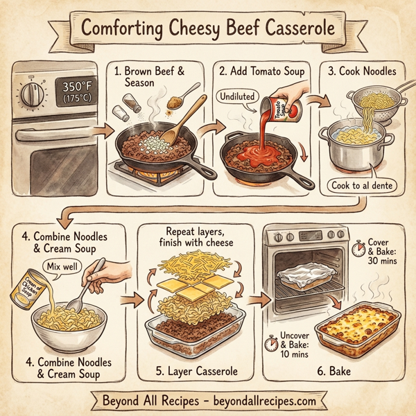 Comforting Cheesy Beef Casserole instructions