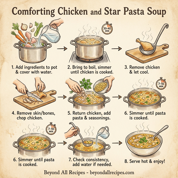 Comforting Chicken and Star Pasta Soup instructions