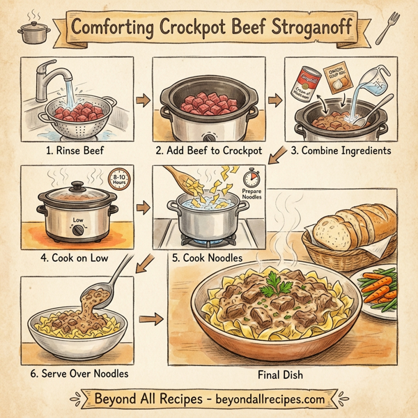 Comforting Crockpot Beef Stroganoff instructions