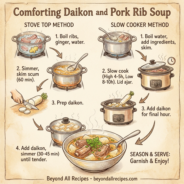 Comforting Daikon and Pork Rib Soup instructions