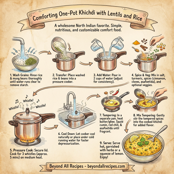 Comforting One-Pot Khichdi with Lentils and Rice instructions