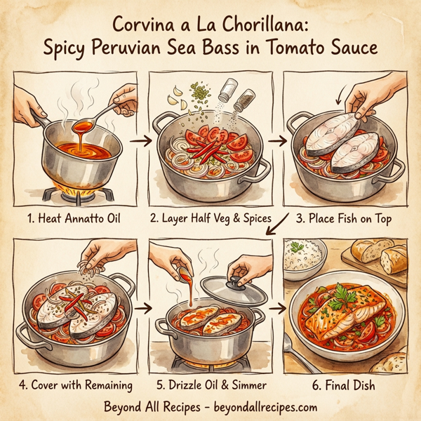 Corvina a La Chorillana: Spicy Peruvian Sea Bass in Tomato Sauce instructions
