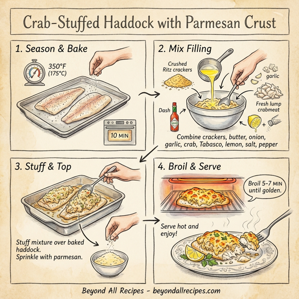 Crab-Stuffed Haddock with Parmesan Crust instructions