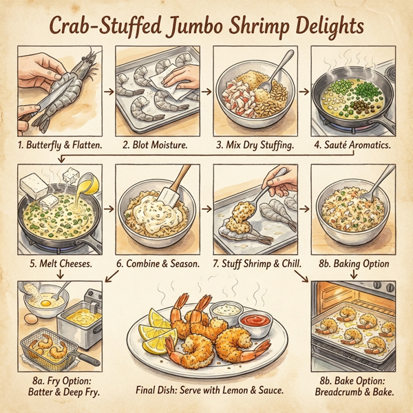 Crab-Stuffed Jumbo Shrimp Delights instructions