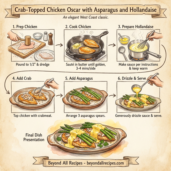 Crab-Topped Chicken Oscar with Asparagus and Hollandaise instructions