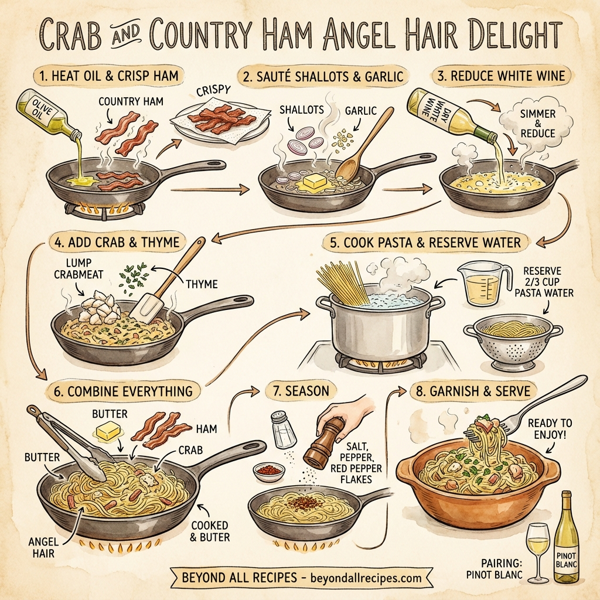 Crab and Country Ham Angel Hair Delight instructions