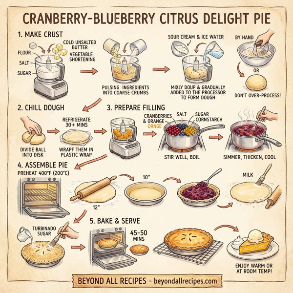 Cranberry-Blueberry Citrus Delight Pie instructions