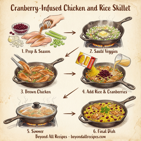 Cranberry-Infused Chicken and Rice Skillet instructions