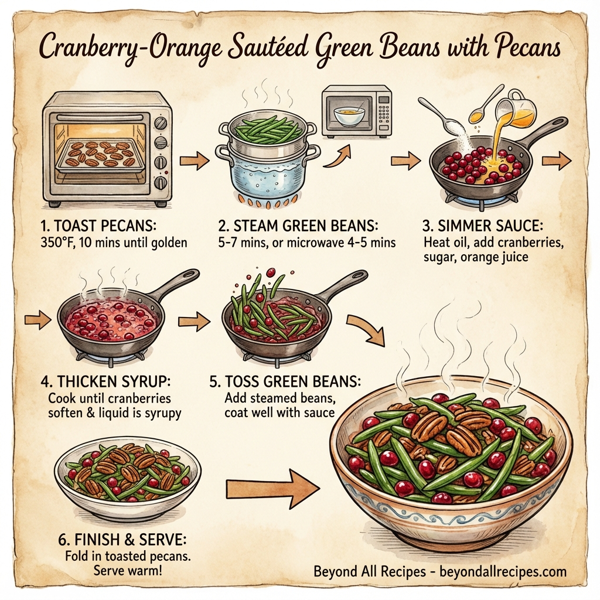 Cranberry-Orange Sautéed Green Beans with Pecans instructions
