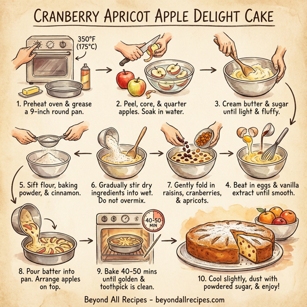 Cranberry Apricot Apple Delight Cake instructions
