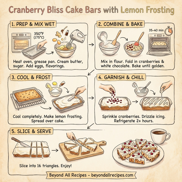 Cranberry Bliss Cake Bars with Lemon Frosting instructions