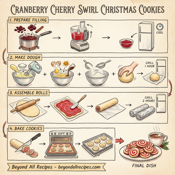 Cranberry Cherry Swirl Christmas Cookies instructions