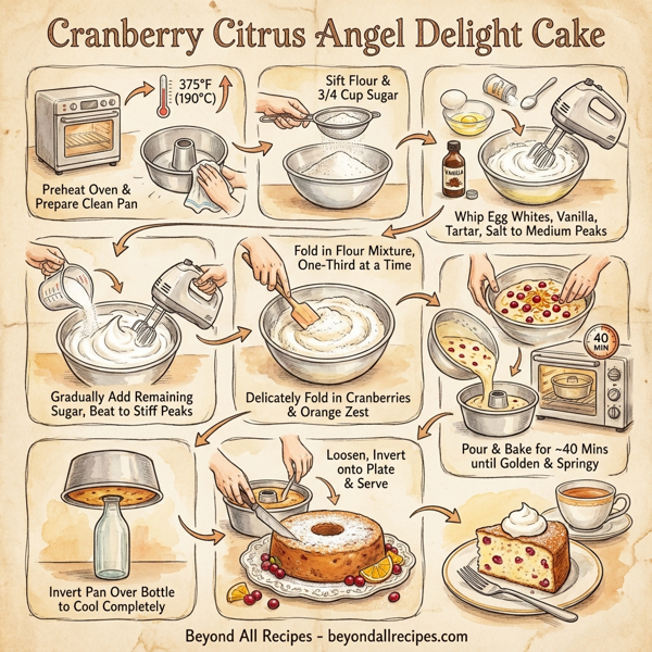 Cranberry Citrus Angel Delight Cake instructions