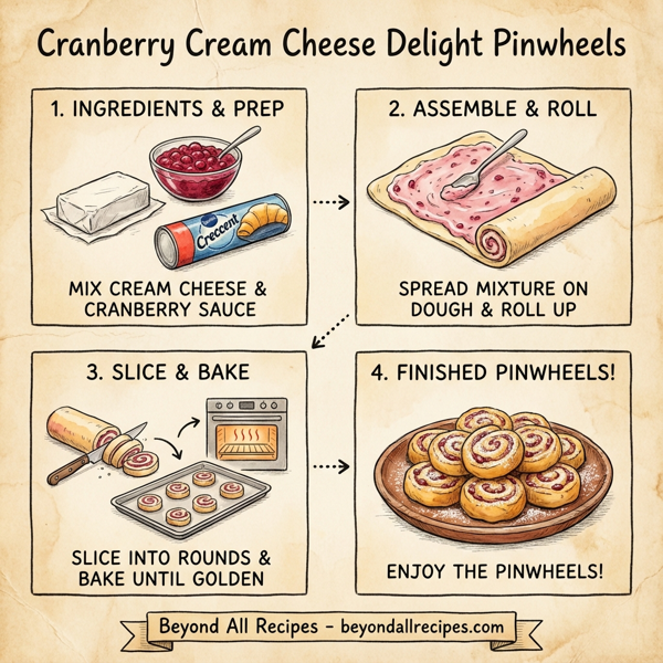 Cranberry Cream Cheese Delight Pinwheels instructions