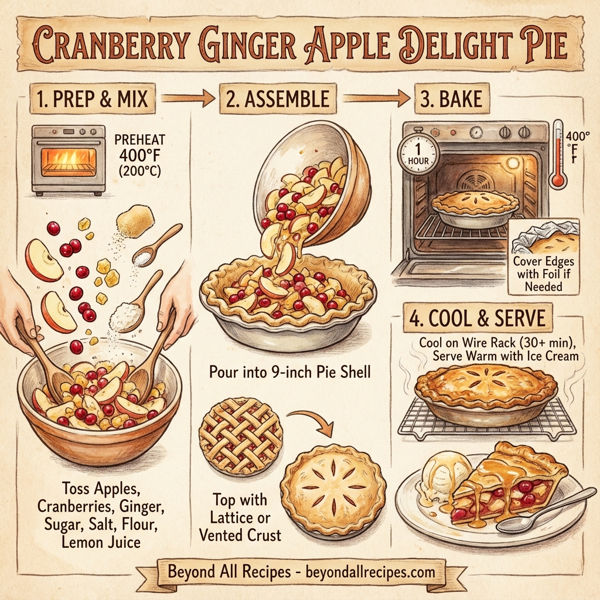 Cranberry Ginger Apple Delight Pie instructions