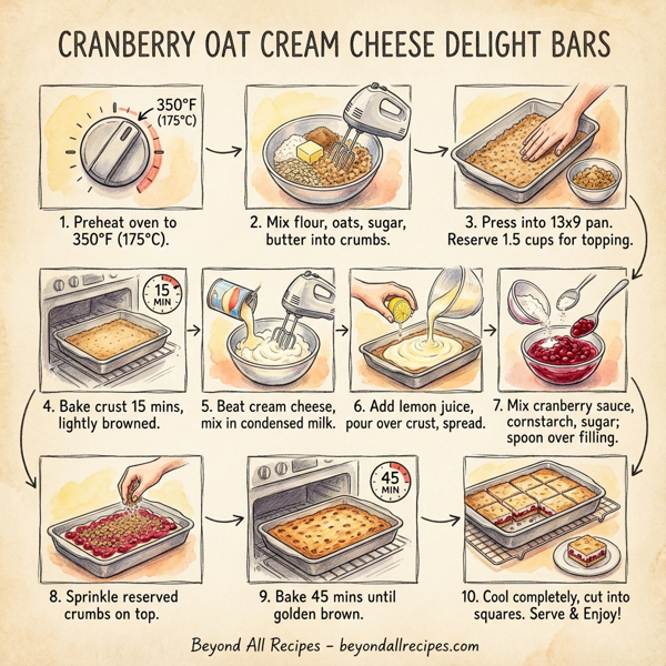 Cranberry Oat Cream Cheese Delight Bars instructions