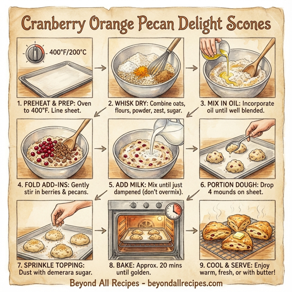 Cranberry Orange Pecan Delight Scones instructions