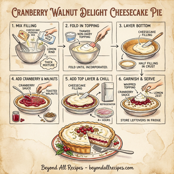 Cranberry Walnut Delight Cheesecake Pie instructions