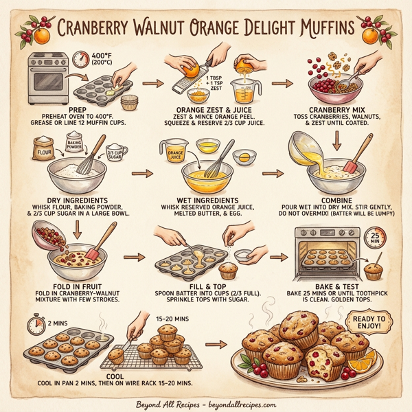 Cranberry Walnut Orange Delight Muffins instructions