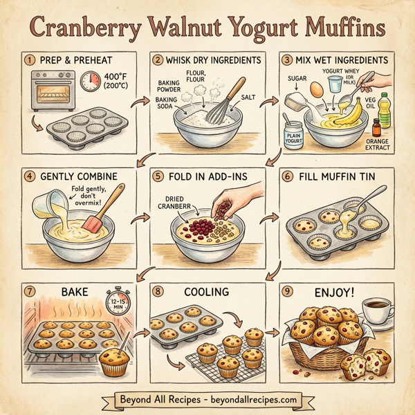 Cranberry Walnut Yogurt Muffins instructions