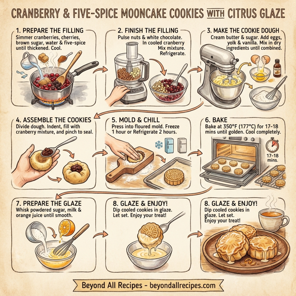 Cranberry & Five-Spice Mooncake Cookies with Citrus Glaze instructions