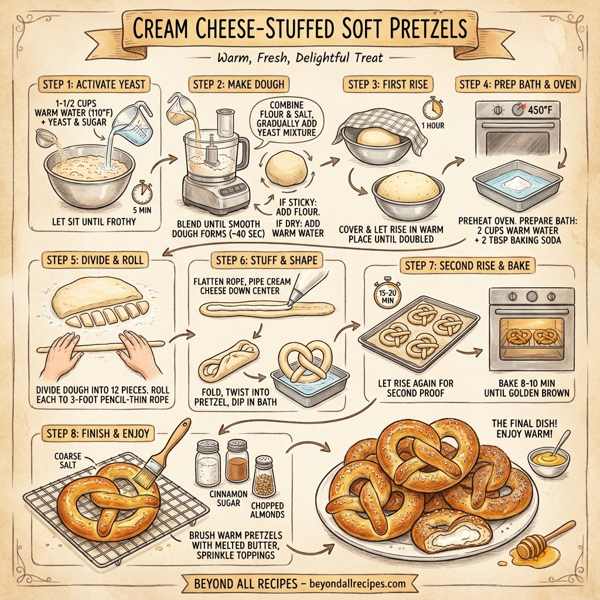 Cream Cheese-Stuffed Soft Pretzels instructions