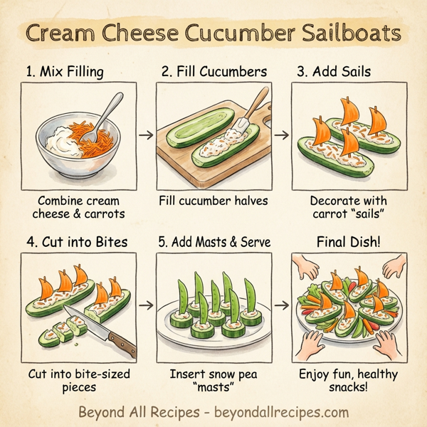 Cream Cheese Cucumber Sailboats instructions