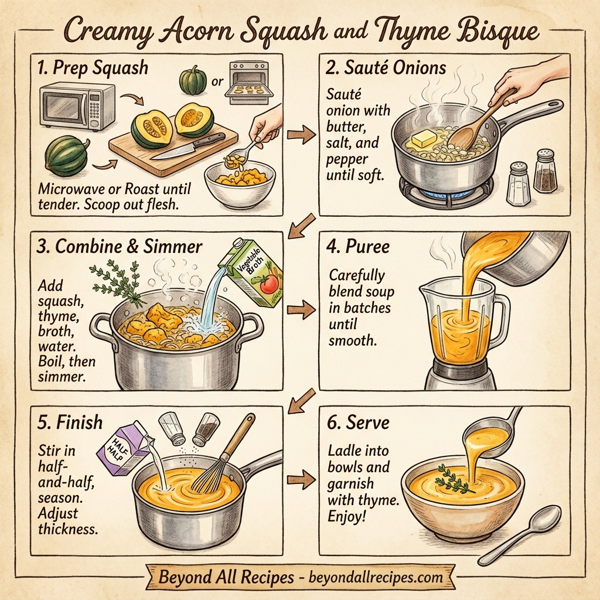 Creamy Acorn Squash and Thyme Bisque instructions