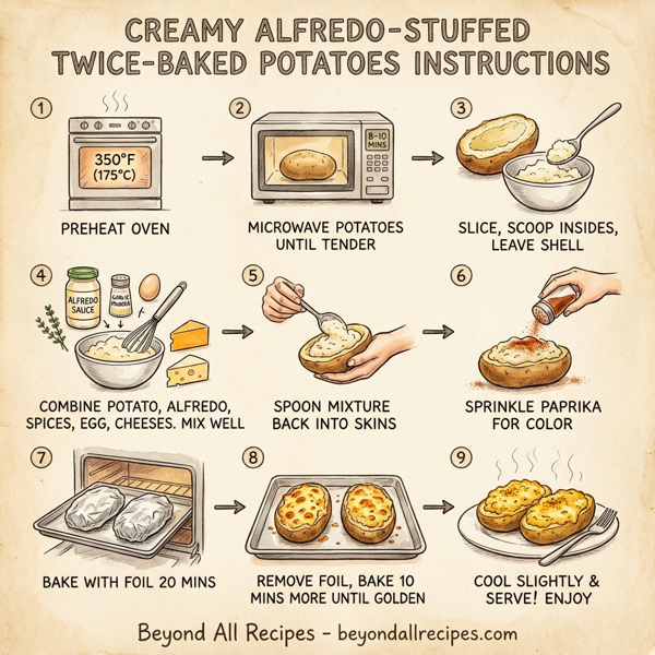 Creamy Alfredo-Stuffed Twice-Baked Potatoes instructions