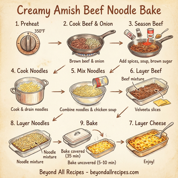 Creamy Amish Beef Noodle Bake instructions