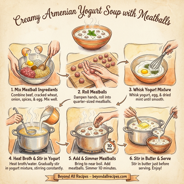 Creamy Armenian Yogurt Soup with Meatballs instructions