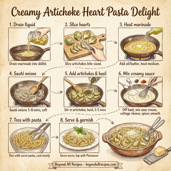 Creamy Artichoke Heart Pasta Delight instructions