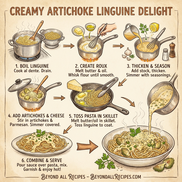 Creamy Artichoke Linguine Delight instructions